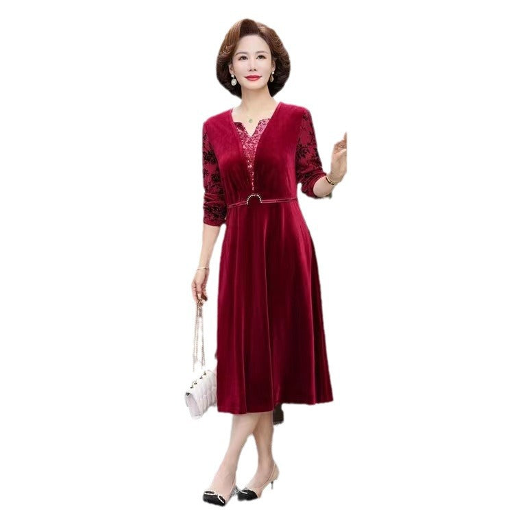 Rochie elegantă din catifea aurie