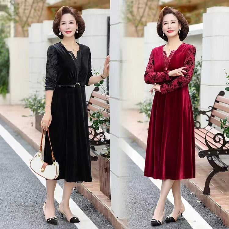 Rochie elegantă din catifea aurie
